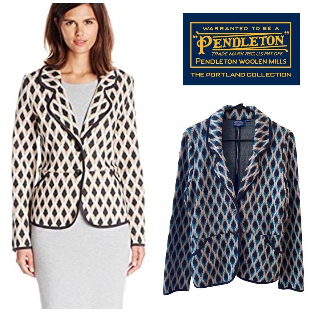 PENDLETON Ikat Blue/Gray Blazer Jacket - Picture 2 of 7